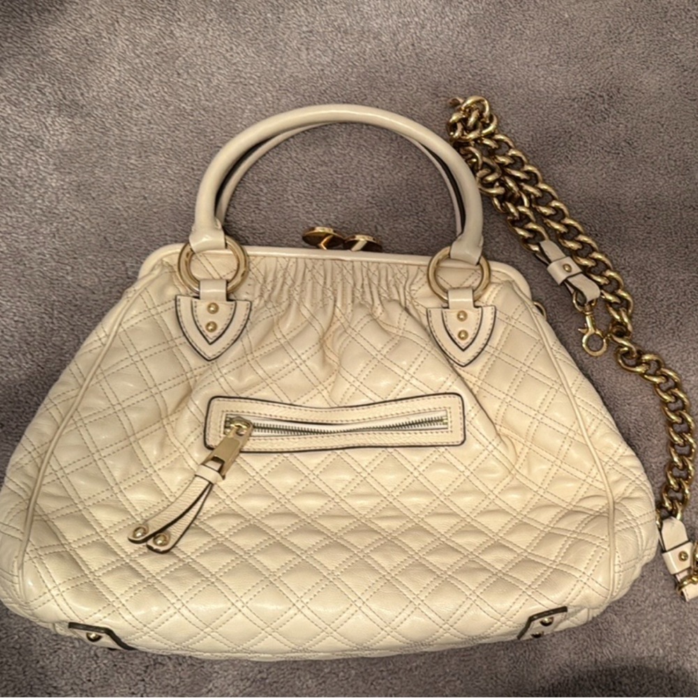SOLD Marc Jacobs Cream Quilted Stan Shoulder Bag with Gold Chain